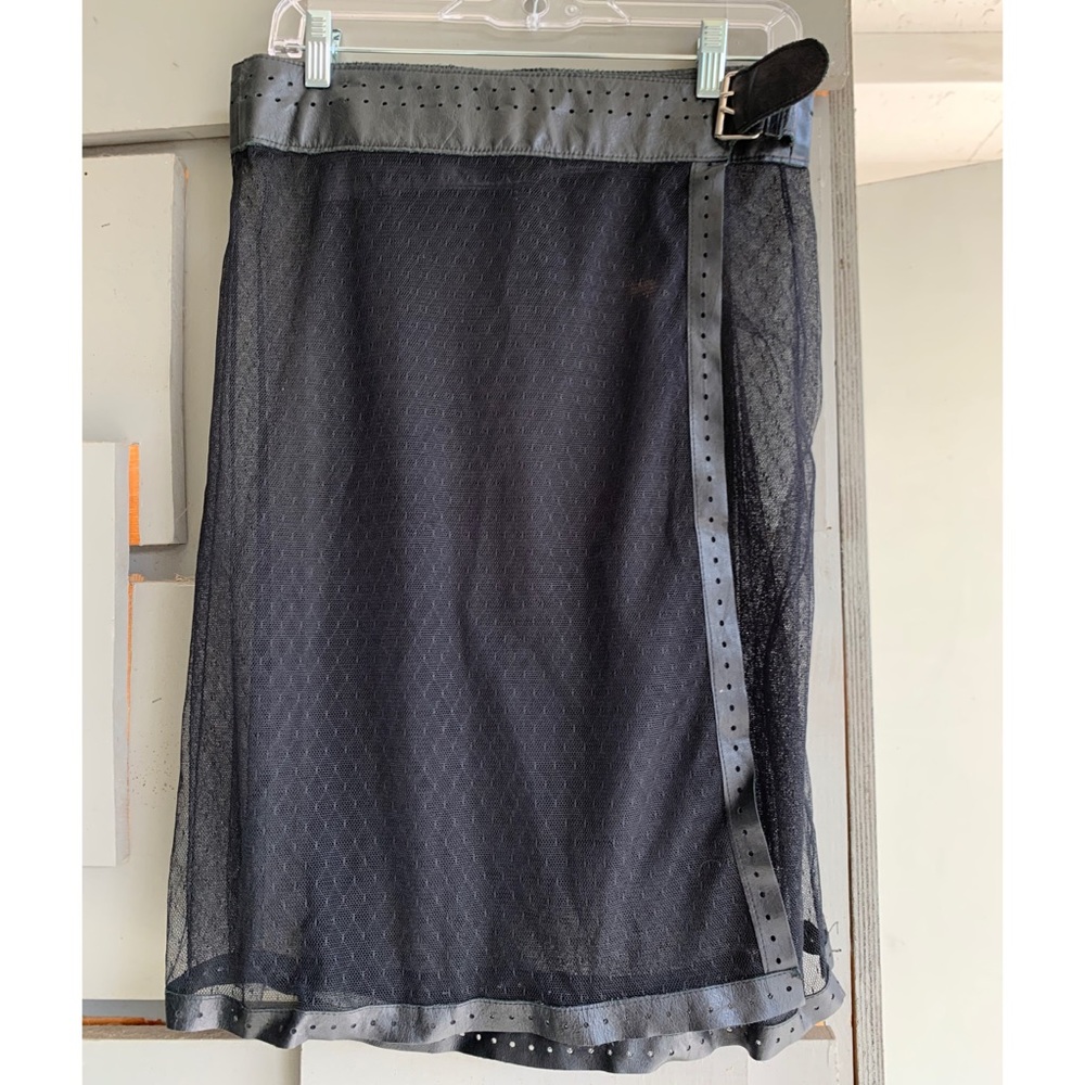 Poleci leather and tulle overlay belt